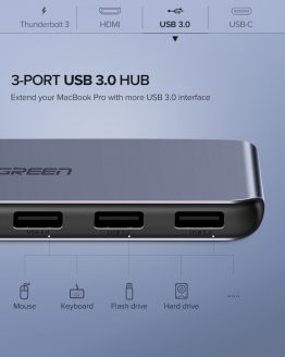 UGREEN 50775 DualType C 5 in 1 Adapter USB3.0*3+USBC Female + PD Power converter